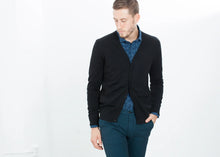 Load image into Gallery viewer, Hidden Placket Cardigan in Black