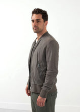 Load image into Gallery viewer, Leather Bomber Jacket in Dust